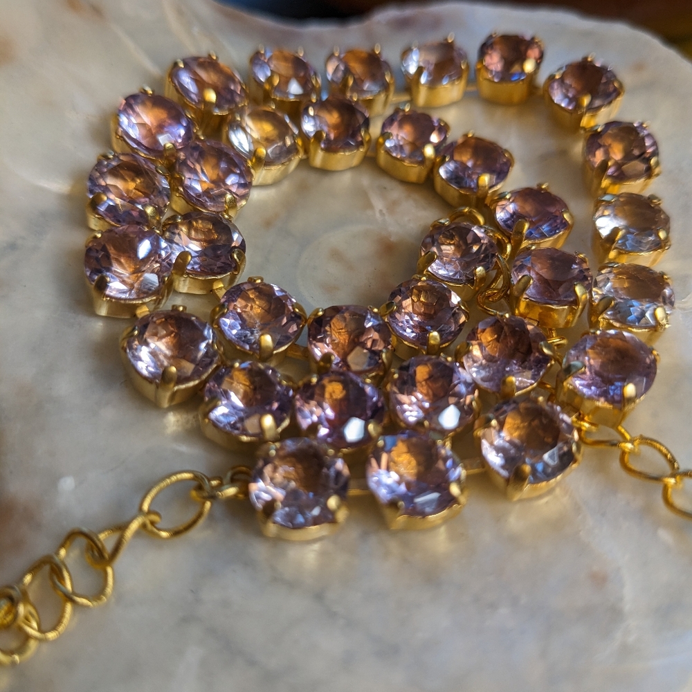 Genuine Lavender Amethyst 1.75 Carats in 14K Gold Plated Necklace and Earrings